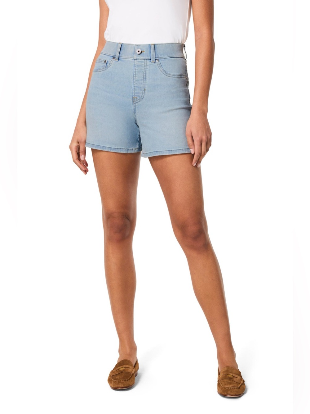 Spanx Pull-On High Waist Denim Shorts 5” Light Wash Size S